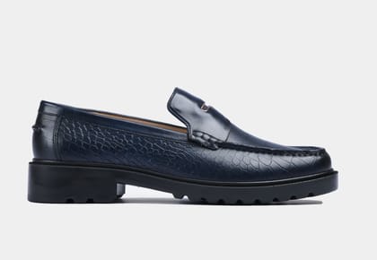 Blue Croc Trim Loafers | SoleSculpt Lite (Sale)-UK 7