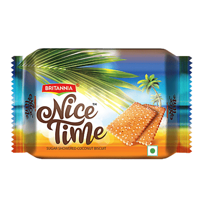Britannia Nice Time - Sugar Showered Coconut Biscuits, 12x66 g Multipack