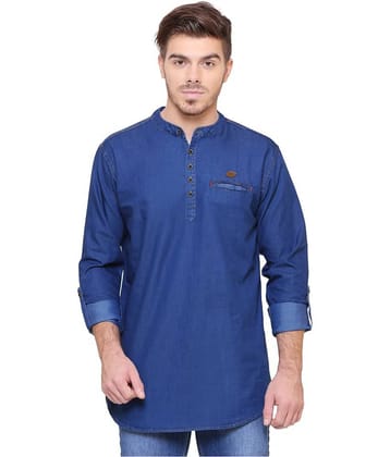 Kuons Avenue - Blue Cotton Men's Shirt Style Kurta ( Pack of 1 )