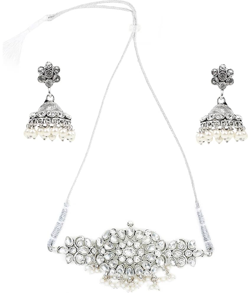 Sunhari Jewels - White Alloy Necklace Set ( Pack of 1 )