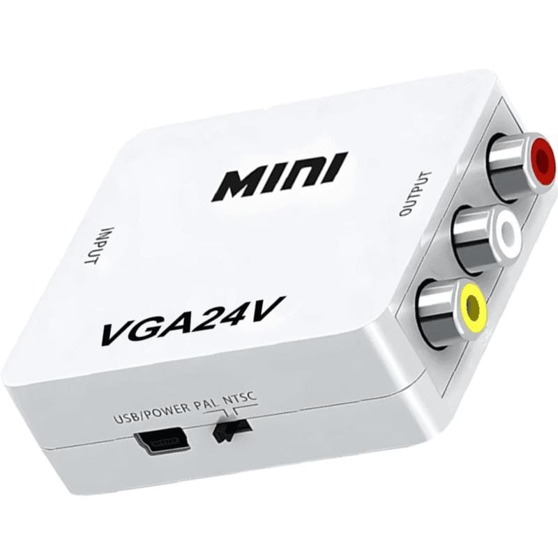 Mini VGA to AV Adapter VGA to RCA HD Video Converter with 3.5mm Audio Jack for PC/Laptops/STB/Computer (White)