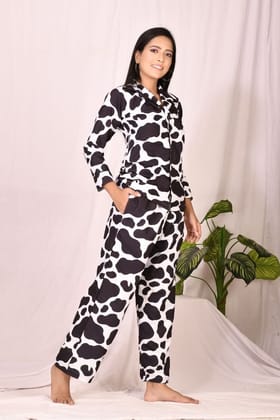 Black Cotton Pajama Set Multicolor XS