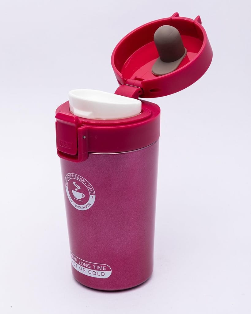 Mug, with Sipper Lid, Tea & Coffee Mug, Red, Stainless Steel, 330 mL