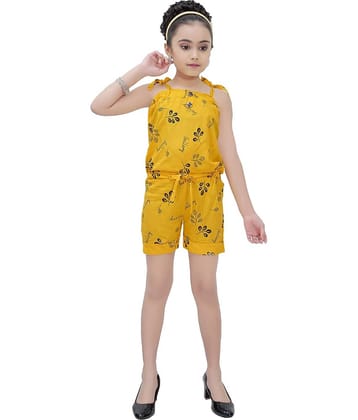 Arshia Fashions Girls Cotton Jumpsuit ( Pack of 1 , Yellow )