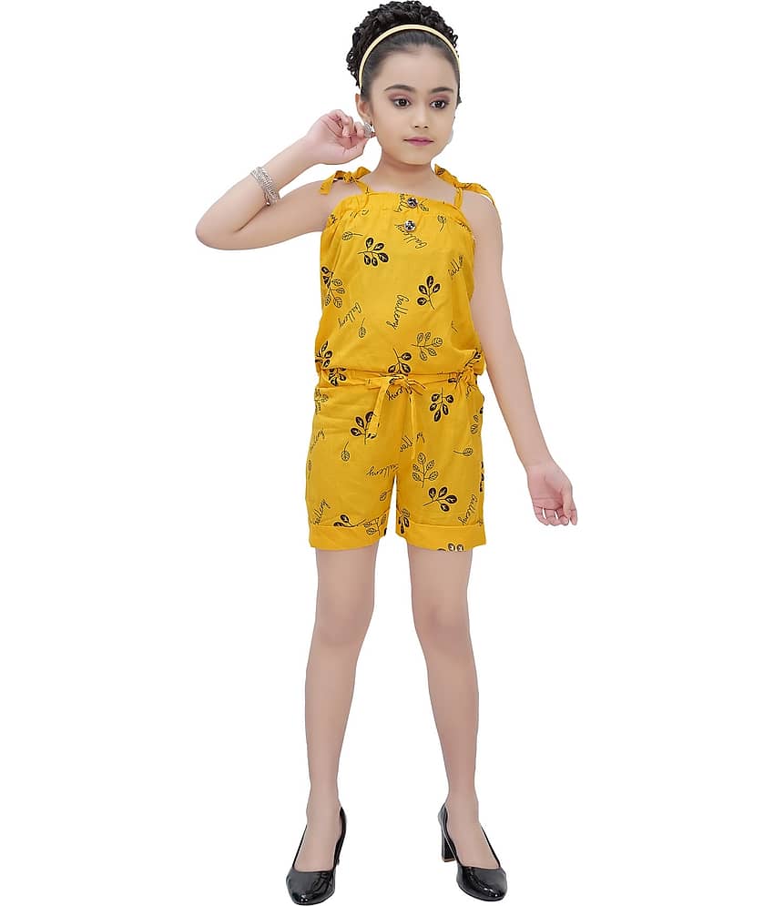 Arshia Fashions Girls Cotton Jumpsuit ( Pack of 1 , Yellow )