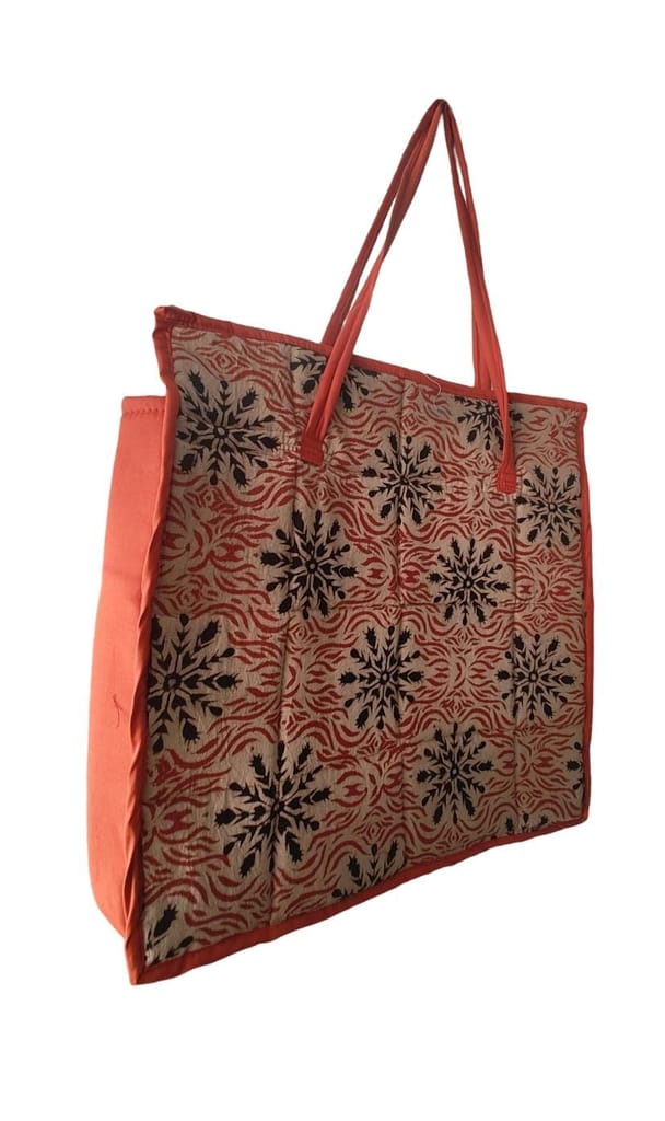Handmade kalankari and Fair Trade Tote Bag with a Unique Block Print Design, Perfect for Carrying Your Essentials in Style