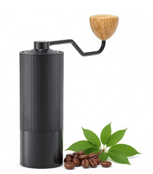 Premium Manual Coffee Grinder with 5-Axis CNC Stainless Steel Burr, Aluminum Body & Wooden Handle (1 Year Warranty)