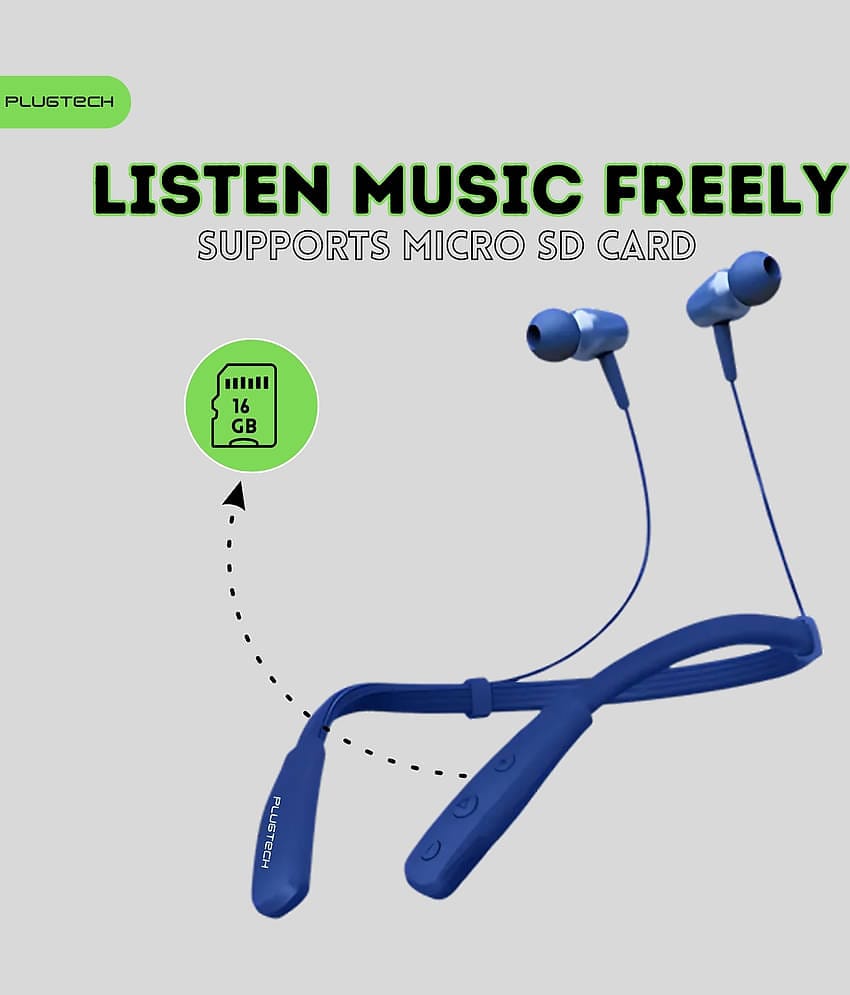 Plugtech Go Neck Pro Wireless Bluetooth Neckband - Bluetooth 5.0 Neckband, Fast Charge, IPX4 Rated, 10mm Drivers & Dual Device Pairing