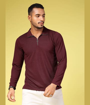 Rigo Pack of 1 Polyester Slim Fit Men's Polo T-Shirt ( Wine )