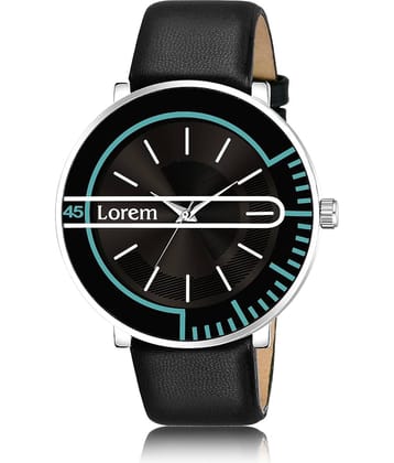 Lorem - Black Leather Analog Men's Watch