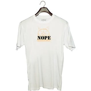 UDNAG Unisex Round Neck Graphic 'Dog | Nope' Polyester T-Shirt White