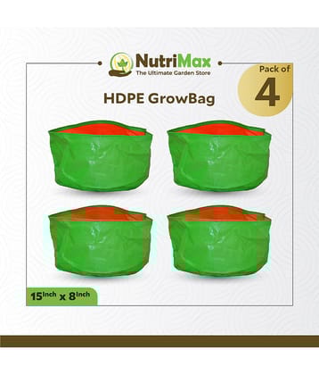 Nutrimax 200 GSM HDPE Grow Bags 15 inch x 8 inch Pack of 4 Outdoor Plant Bag