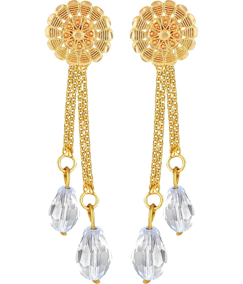 Vighnaharta Golden Drop Earrings ( Pack of 1 )