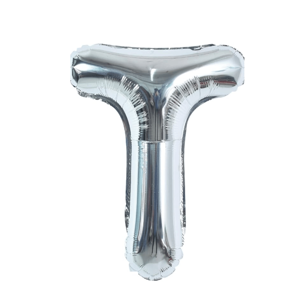 Letter T Silver Foil Balloon - 16 inches - 1PC - Party and Festive Needs | Buy online on ZillyBuy