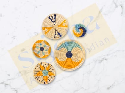 Srjana Handicraft Sabai Grass Patterned Wall Hanging Set of 5