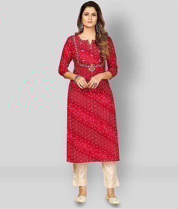Vbuyz - Pink Cotton Women's Straight Kurti ( Pack of 1 )