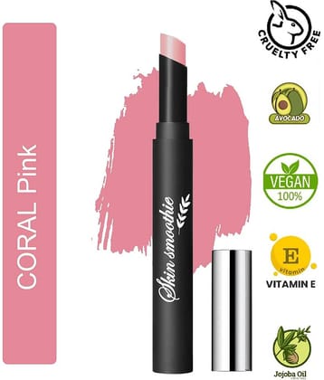 SKIN SMOOTHIE Matte Lipstick Lip Crayon Coral Natural Professional Finish Lip Brush 2