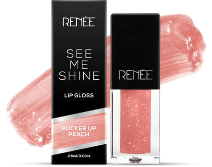 RENEE See Me Shine Lip Gloss - Pucker Up Peach 2.5ml | Glossy, Non Sticky & Non Drying Formula | Long Lasting Moisturizing Effect | Compact and Easy to Carry RENEE See Me Shine Lip Gloss - Pucker Up Peach 2.5ml | Glossy, Non Sticky & Non Drying Formula |