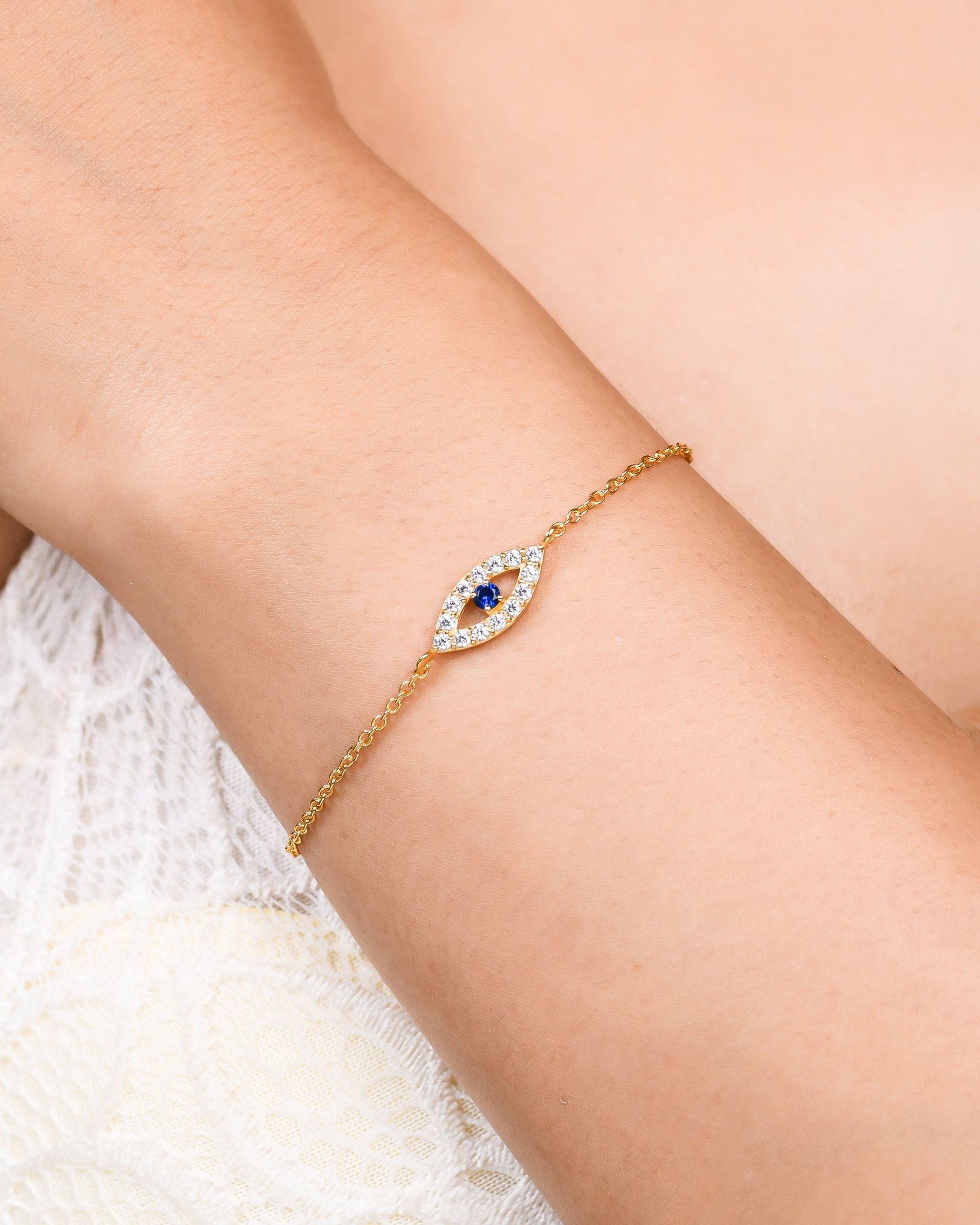 Evil Eye Bracelet-18k Gold Plated / 5.5" + 1"