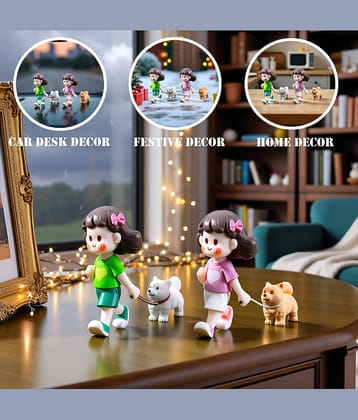 3MADS 4 Piece of Leisure Dog & Girl Doll Showpiece