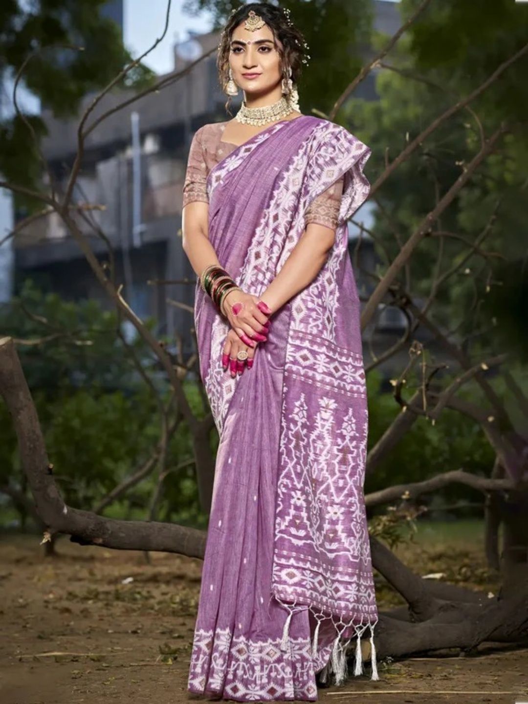 Purple Cotton Saree