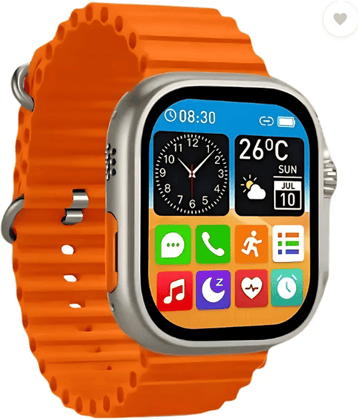 T800 ultra Series 8 smart watch with AI Smartwatch  (Orange Strap, Large Sunlight Proof Display)