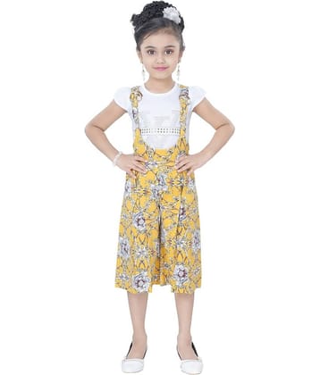 Arshia Fashions Pack of 1 Girls Polyester Top With Dungaree ( Yellow )