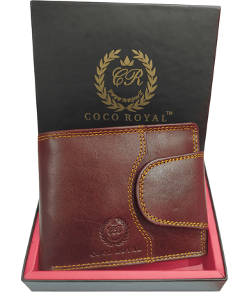 COCO ROYAL 100% Leather Solid Men's Two Fold Wallet With 10 Slots For Card ( Brown , Pack of 1 )