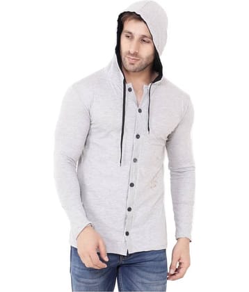 Tfurnish Cotton Blend Grey Self Design T-Shirt