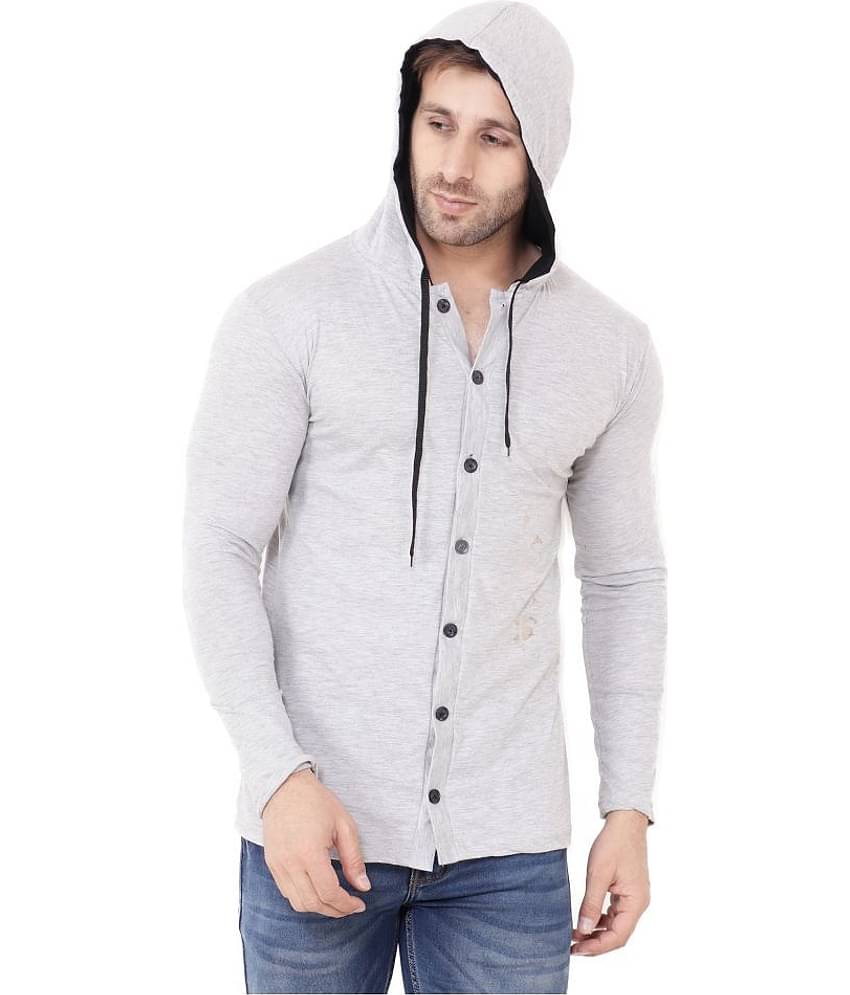 Tfurnish Cotton Blend Grey Self Design T-Shirt