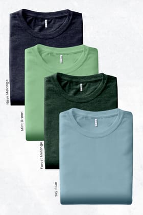Pack 4 - Forest Melange, Mint Green, Sky Blue & Navy Melange - Classic Crew-S