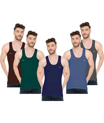 INNERO Pack of 5 Cotton Basic Vest For Men ( Multicolor )