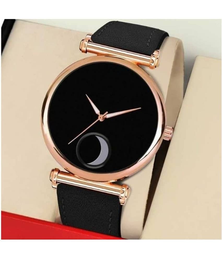 EMPERO - Black Leather Analog Men's Watch