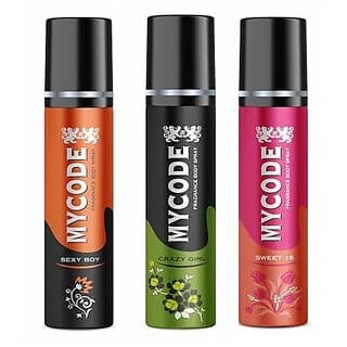 (Pack of 3) Mycode Fragrance  Sexy Boy  Crazy Girl  Sweet 16 Body Spray (75ml Each)