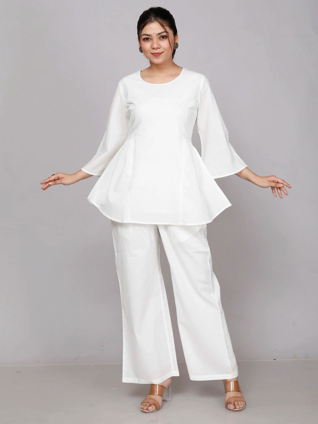 White Cotton Co-ord Set-XS