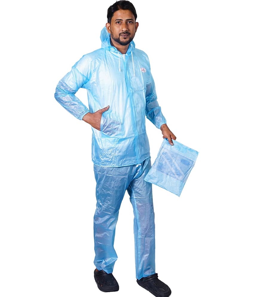 Sindon Blue Nylon Men's Rain Suit Set ( Pack of 1 )