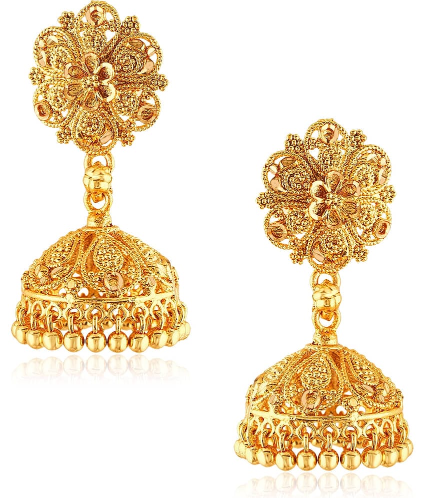 Vighnaharta - Golden Jhumki Earrings ( Pack of 1 )