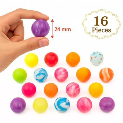KARTHI7OCT STORE 24 mm Dia. Crazy Bouncy Balls for Kids � Multi-Design (Pack of 16) | Colorful Rubber Jumping & Bouncing Ball | Small Balls for Indoor Play & Games � Selected Unique Designs
