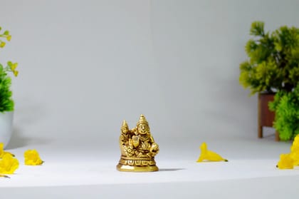 Brass Lakshmi Kuber Idol (Color - Golden, Size - 3H * 2L * 1.5B) by Snova Enterprises