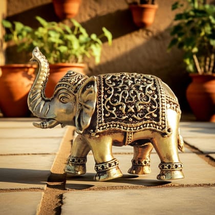 Brass Elephant (Haathi) Decorative Showpiece Statue, Height : 2.5 Inch (BSMAS1707 E)