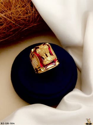Exclusively Elegant RedStone Ashok Stambh Ring for Men's-SR-104-18