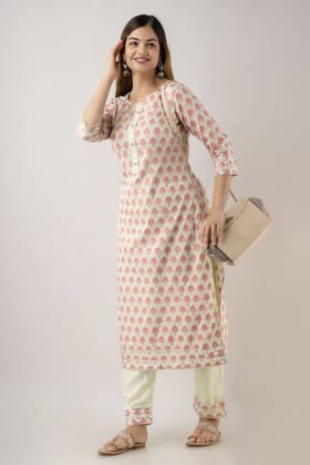 Women Printed Viscose Rayon Straight Kurta  (Light Green)