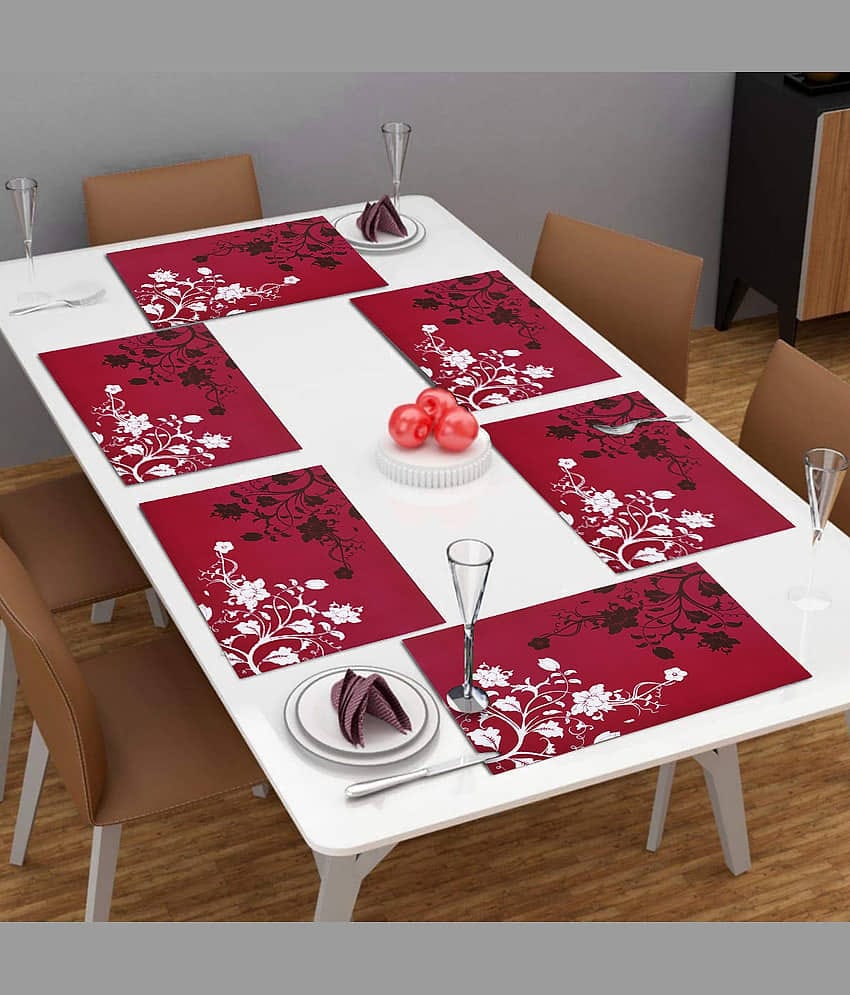 PVC Floral Table Mats (45 cm x 30 cm) Pack of 6 - Purple