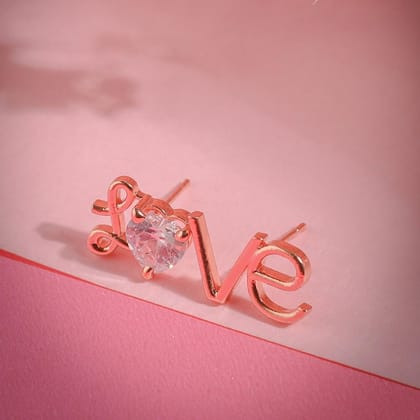 Rose Gold Plated AD Studded Studs Earrings