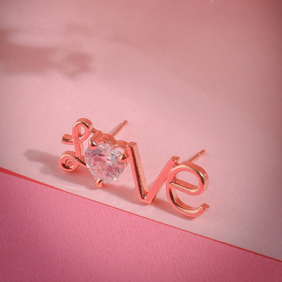 Rose Gold Plated AD Studded Studs Earrings