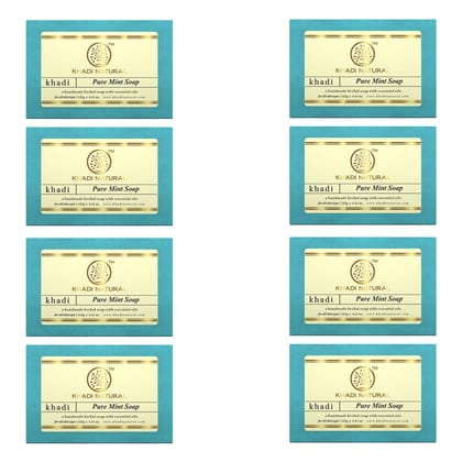 Khadi Natural Pure Mint Soap Combo Pack Of 8 – 125gm Each Khadi Natural Pure Mint Soap Combo Pack Of 8 – 125gm Each