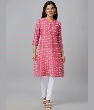 Globus - Pink Polyester Women's Straight Kurti ( Pack of 1 )
