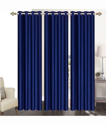 N2C Home Solid Semi-Transparent Eyelet Curtain 5 ft ( Pack of 3 ) - Blue