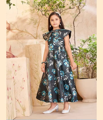 Aarika Silk Fit And Flare Dress For Girls ( Pack of 1 , Teal )