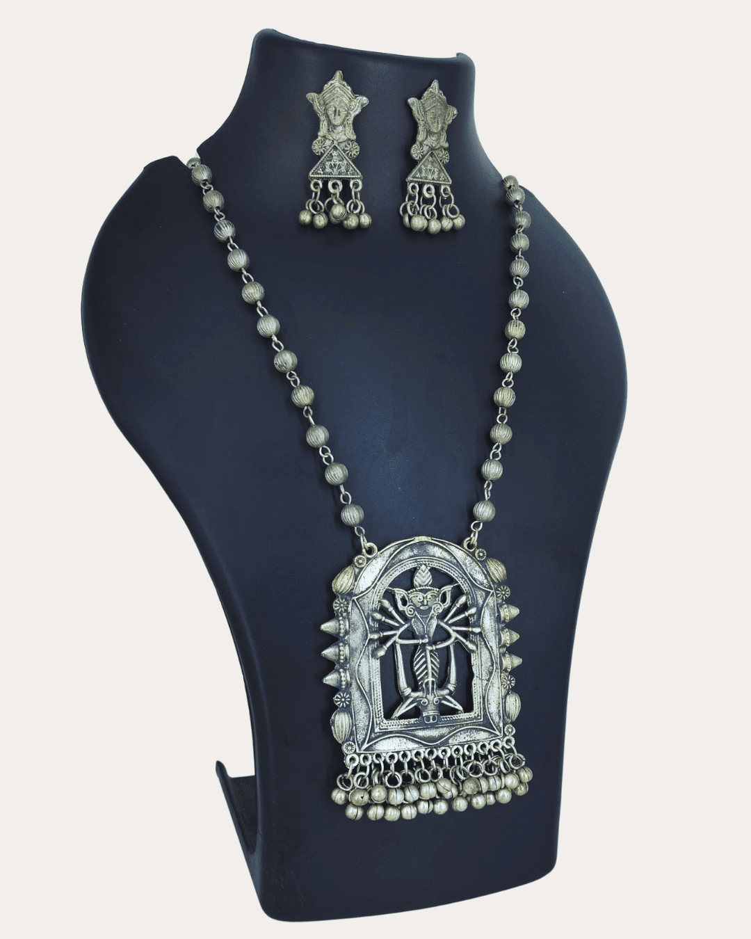 Oxidize Durga Ghungroo Necklace Set